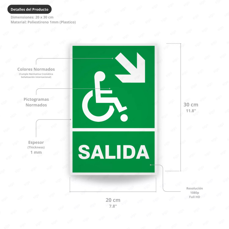 ‣ Rótulo de Ruta de Evacuación - Salida Personas Discapacita... | SIGO