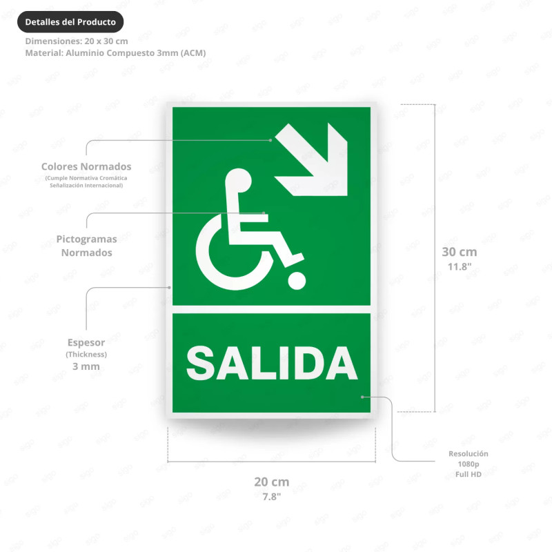 ‣ Rótulo de Ruta de Evacuación - Salida Personas Discapacita... | SIGO