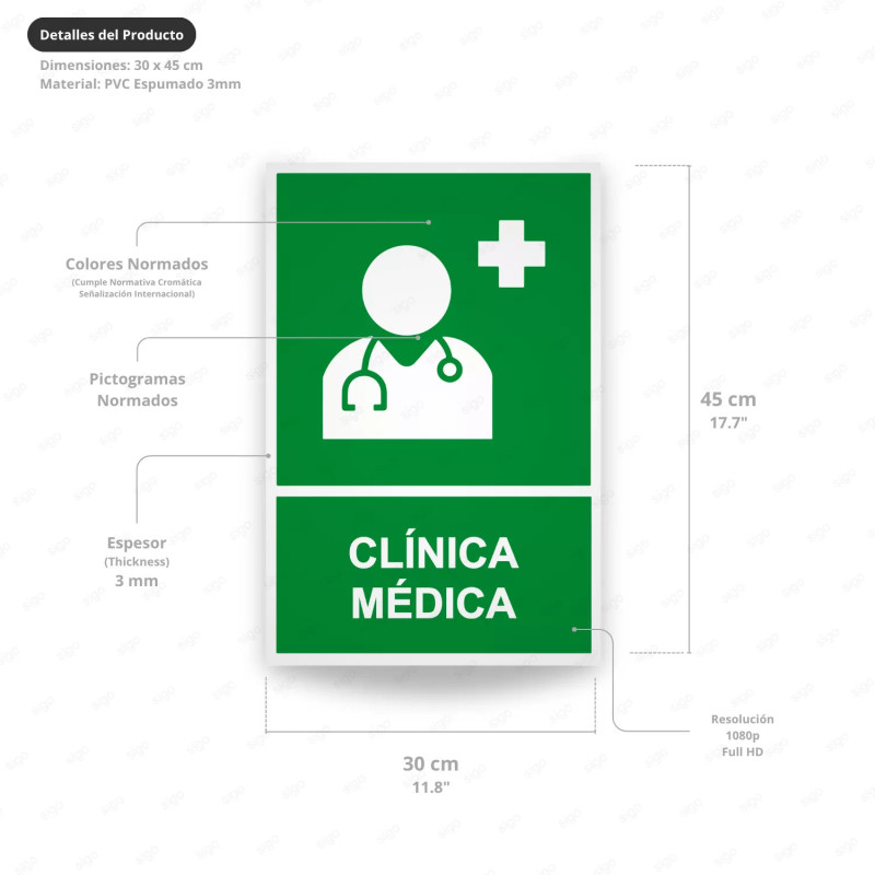 ‣ Rótulo de Ruta de Evacuación -  Clínica Médica | SIGO