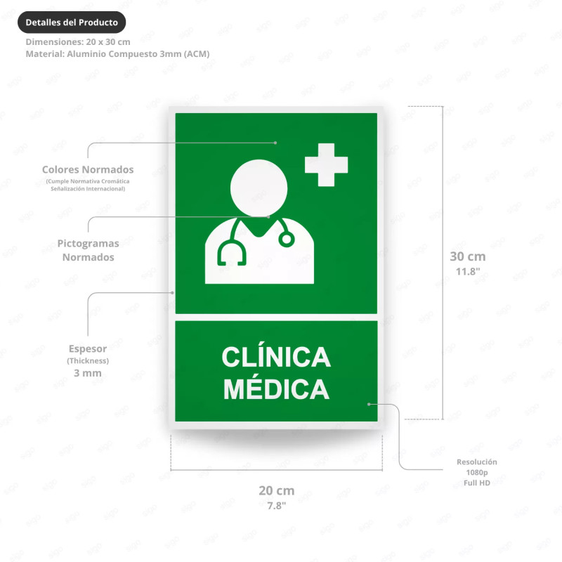 ‣ Rótulo de Ruta de Evacuación -  Clínica Médica | SIGO