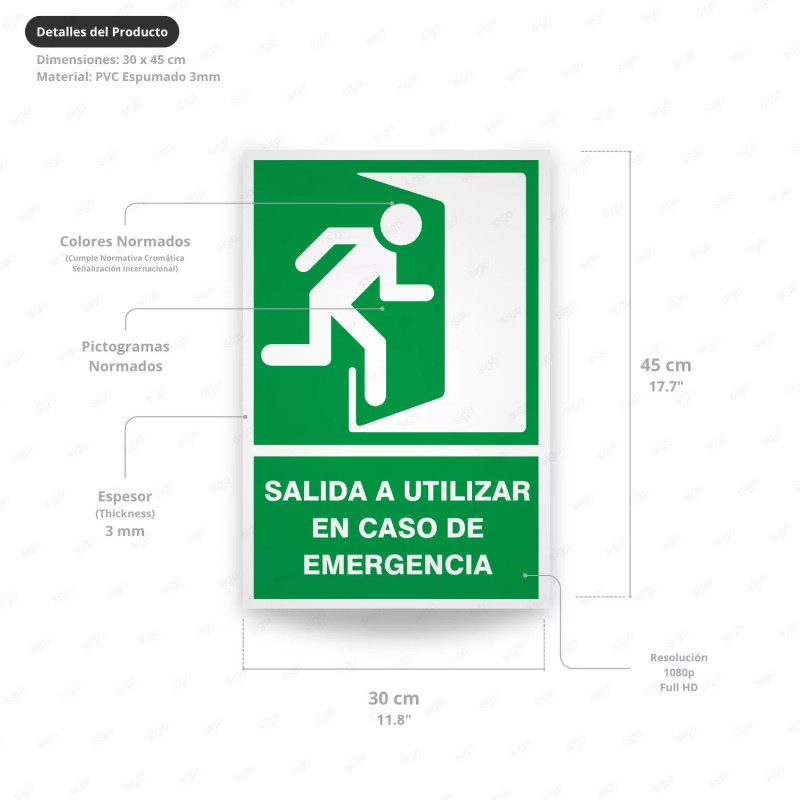 ‣ Rótulo de Ruta de Evacuación - Salida a Utilizar en Caso d... | SIGO
