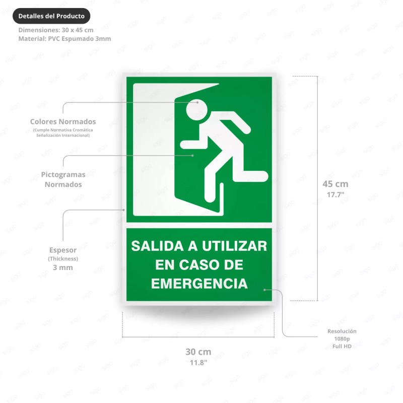 ‣ Rótulo de Ruta de Evacuación - Salida a Utilizar en Caso d... | SIGO