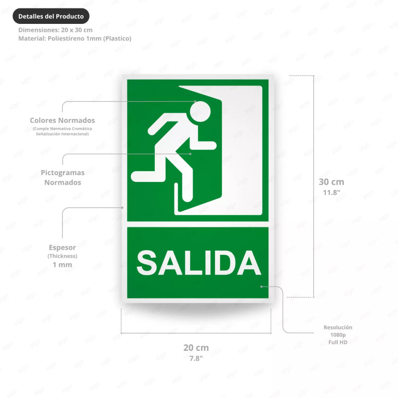 ‣ Rótulo de Ruta de Evacuación - Salida lado izquierdo | SIGO