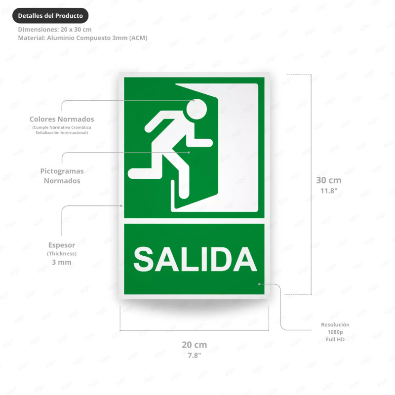 ‣ Rótulo de Ruta de Evacuación - Salida lado izquierdo | SIGO