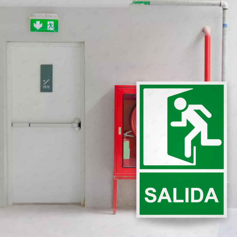 ‣ Rótulo de Ruta de Evacuación - Salida lado Izquierdo| SIGO