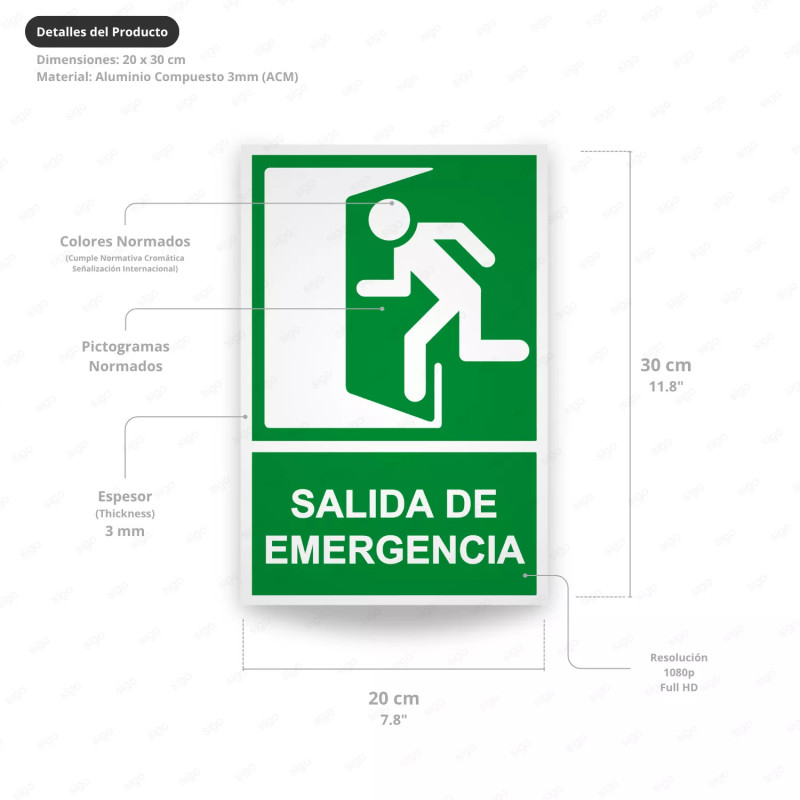 ‣ Rótulo de Ruta de Evacuación - Salida de Emergencia lado i... | SIGO