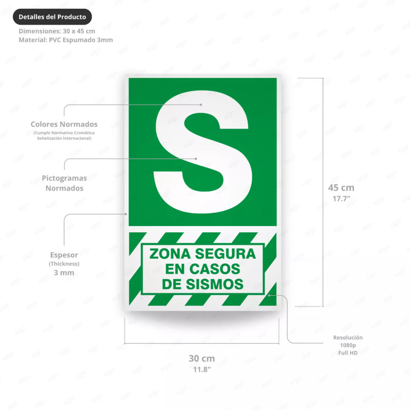 ‣ Rótulo de Ruta de Evacuación - Zona Segura en Casos de Sismos | SIGO