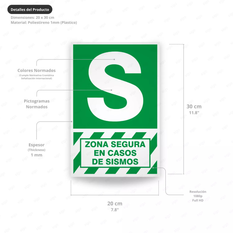 ‣ Rótulo de Ruta de Evacuación - Zona Segura en Casos de Sismos | SIGO
