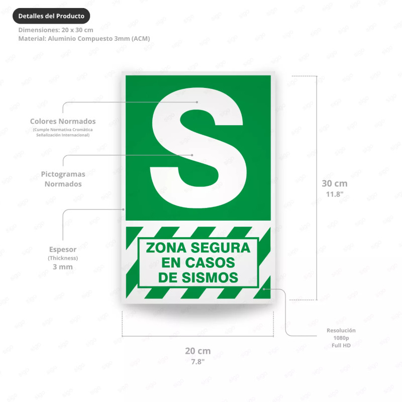 ‣ Rótulo de Ruta de Evacuación - Zona Segura en Casos de Sismos | SIGO