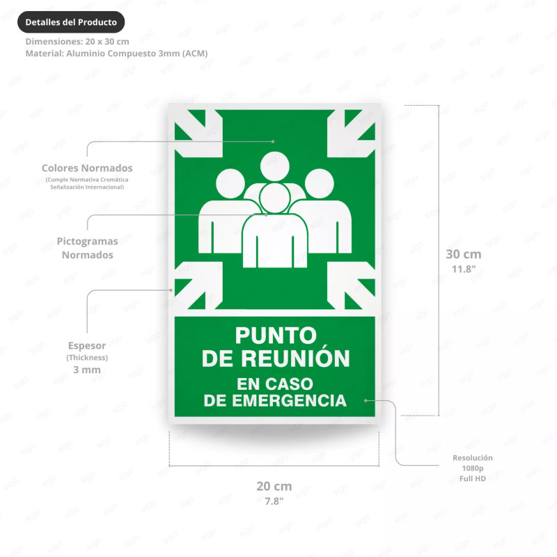‣ Rótulo de Ruta de Evacuación - Punto de Reunión en Caso de... | SIGO