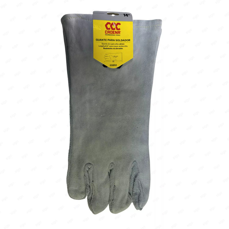 Guante para Soldador de Gamuza Gris (14”)-Cadena