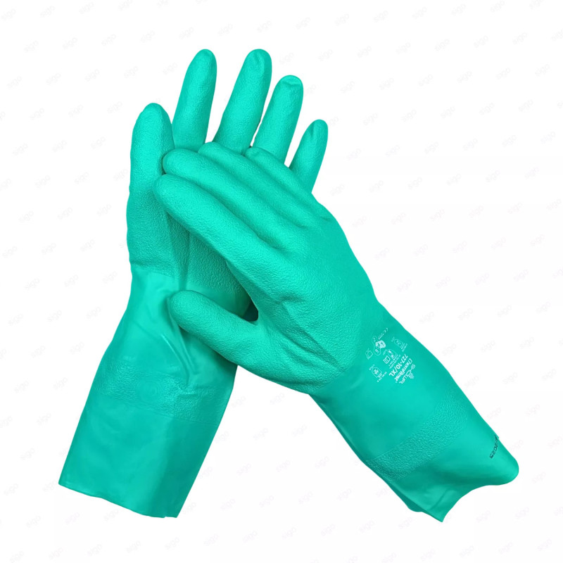 ‣ Guante de nitrilo liso clorinado resistente a químicos | SIGO