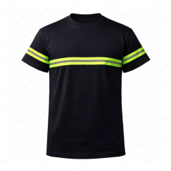 ‣ Playera de Trabajo Negra con Reflectivo Verde | Sin Marca