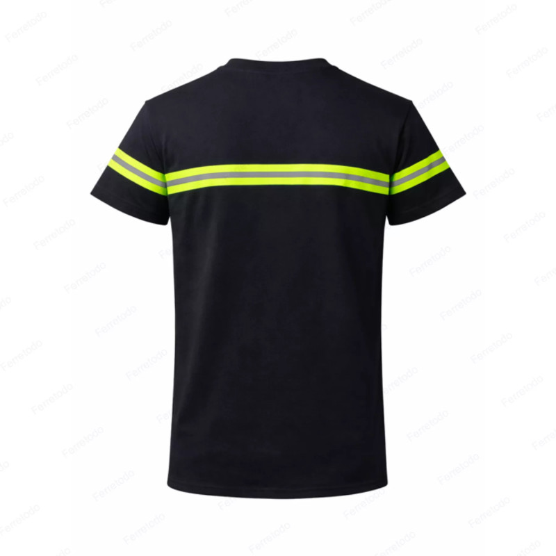 ‣ Playera de Trabajo Negra con Reflectivo Verde | Sin Marca