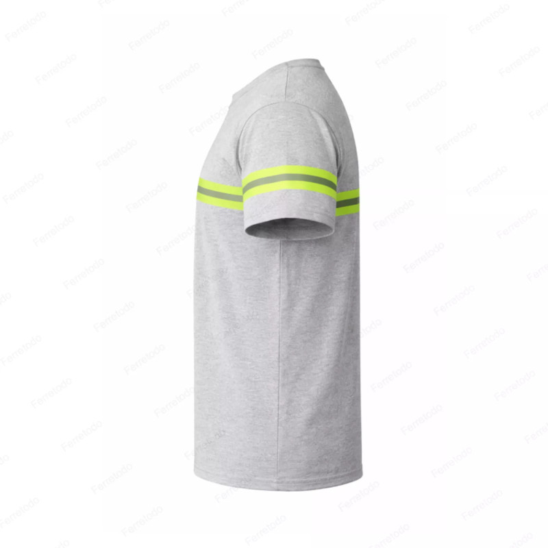 ‣ Playera Trabajo Gris con Reflectivo Verde | Sin Marca
