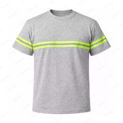 ‣ Playera Trabajo Gris con Reflectivo Verde | Sin Marca