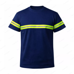 ‣ Playera Trabajo Azul Marino con Reflectivo Verde | Sin Marca