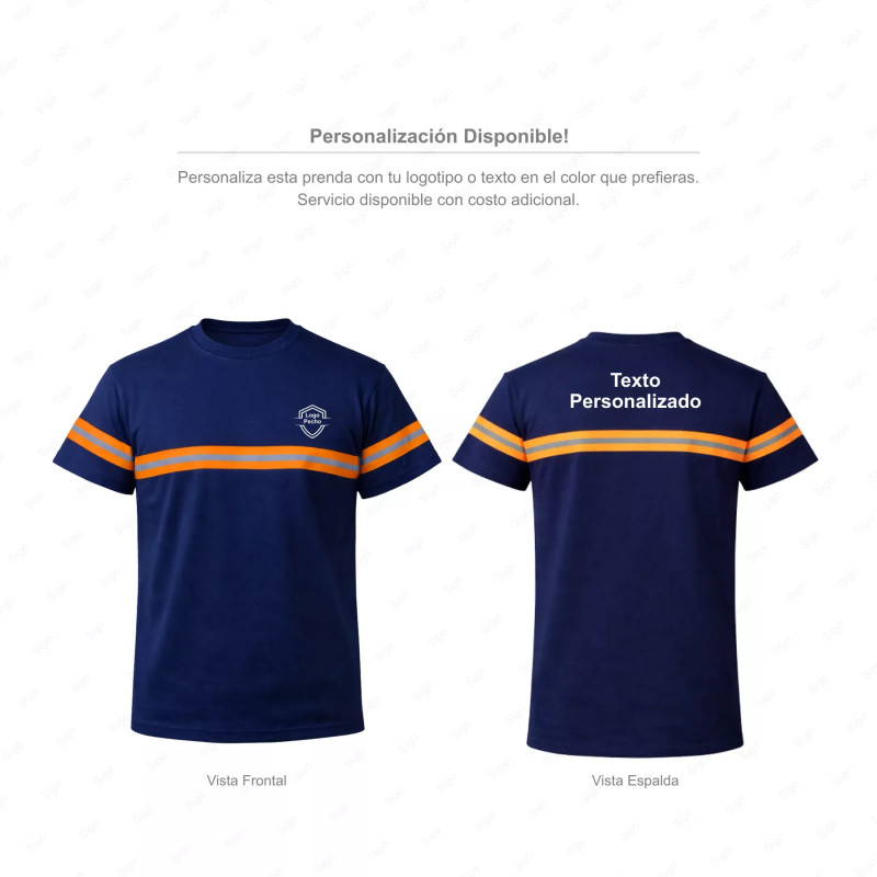 ‣ Playera de Trabajo Azul Marino con Reflect... | Sin Marca