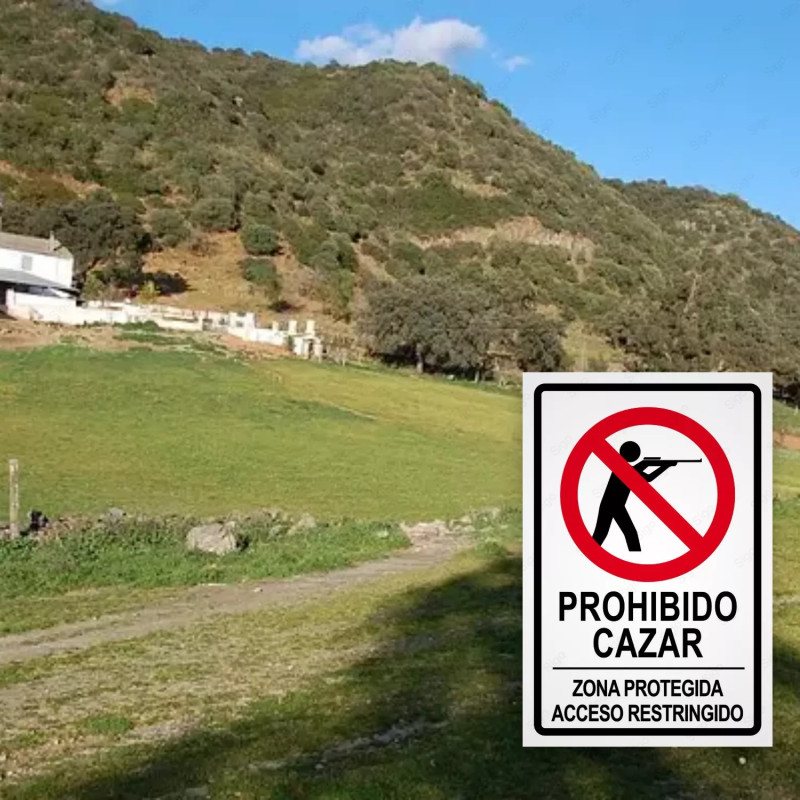 ‣ Rótulo Prohibido Cazar Zona Protegida Resistente | SIGO