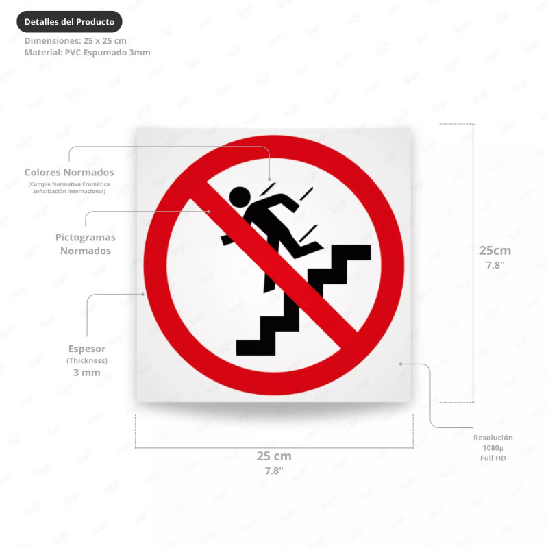 ‣ Rótulo Prohibido Correr Escaleras... | SIGO