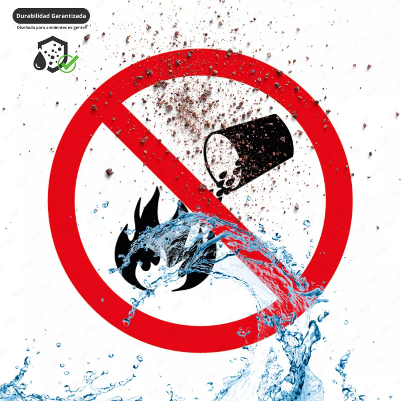‣ Rótulo Prohibición: No apagar con agua... | SIGO