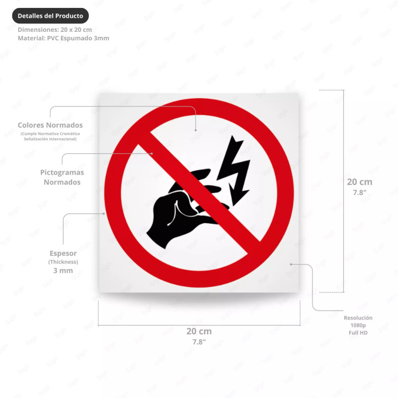 ‣ Rótulo Prohibido Tocar - Riesgo de Descarga | SIGO