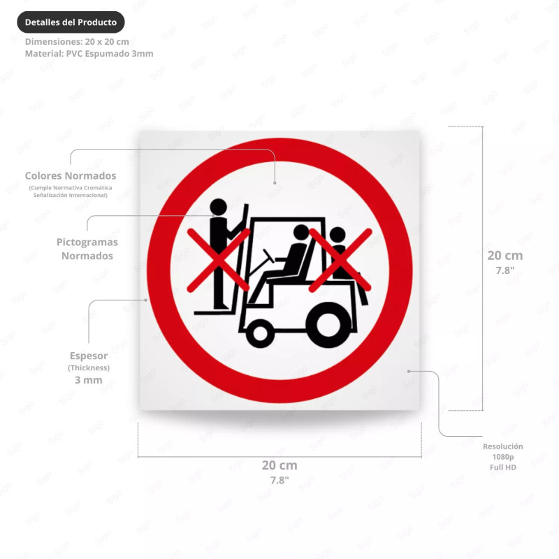 ‣ Rótulo Prohibición - No transportar personas | SIGO