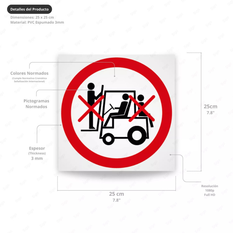 ‣ Rótulo Prohibición - No transportar personas | SIGO