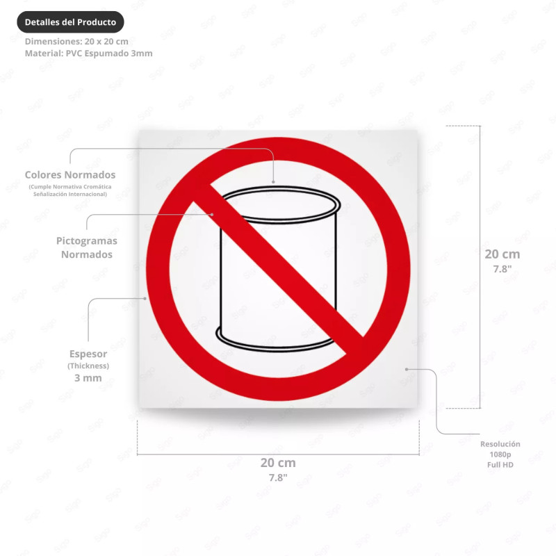 ‣ Rótulo Prohibición: No usar envases como recip... | SIGO