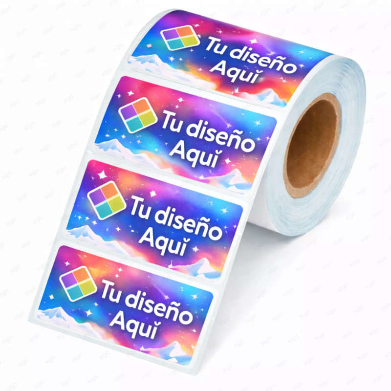 ‣ Rollo de Calcomanía Rectangular Brillante Personalizada | SIGO