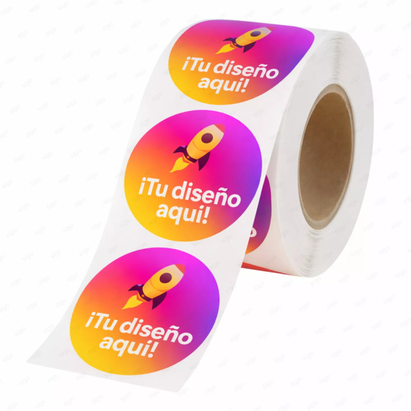 ‣ Rollo de Calcomanía Redonda Brillante Personalizada | SIGO