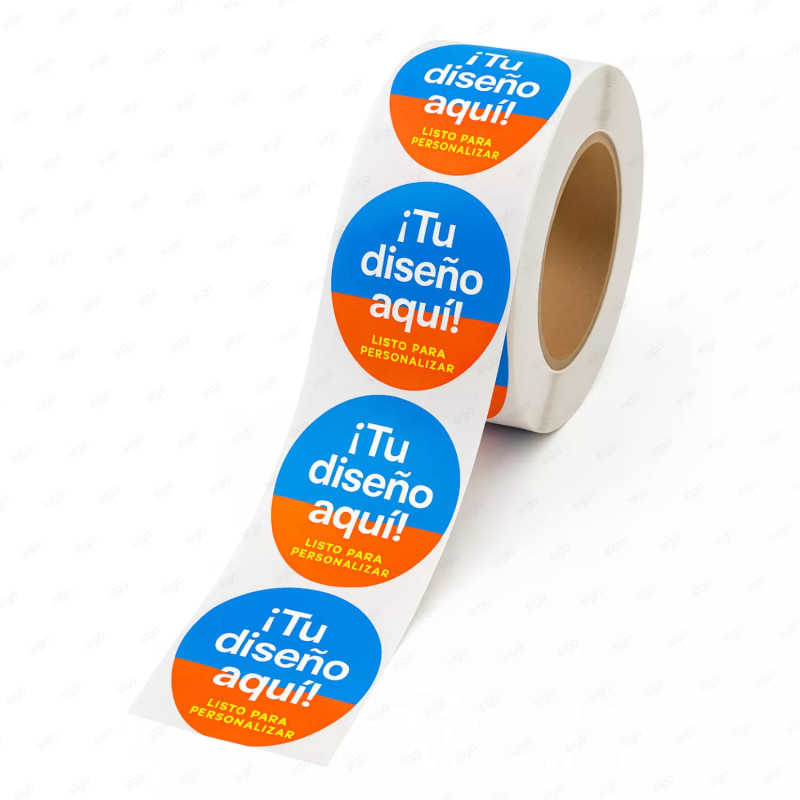 ‣ Rollo de Calcomanía Redonda Brillante Personalizada | SIGO