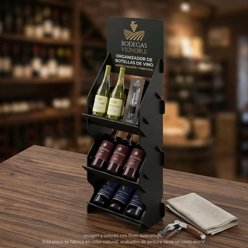 ‣ Exhibidor MDF para Vino Elegante y Resistente | SIGO