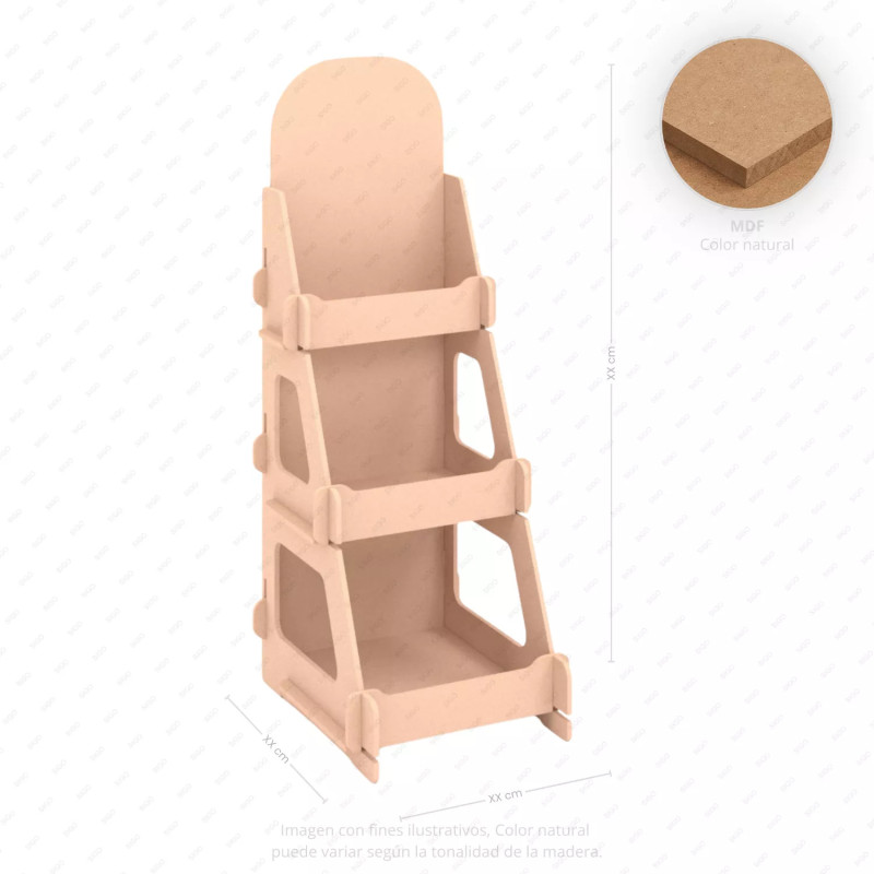 ‣ Exhibidor MDF 3 niveles para productos | SIGO
