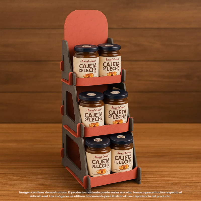 ‣ Exhibidor MDF 3 niveles para productos | SIGO