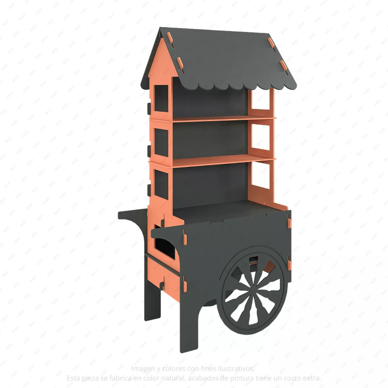 ‣ Exhibidor MDF tipo carreta con techo | SIGO