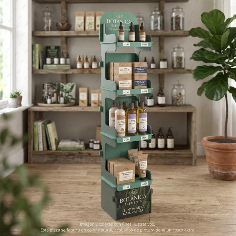 ‣ Exhibidor Torre MDF 4 Niveles para Punto de Venta | SIGO