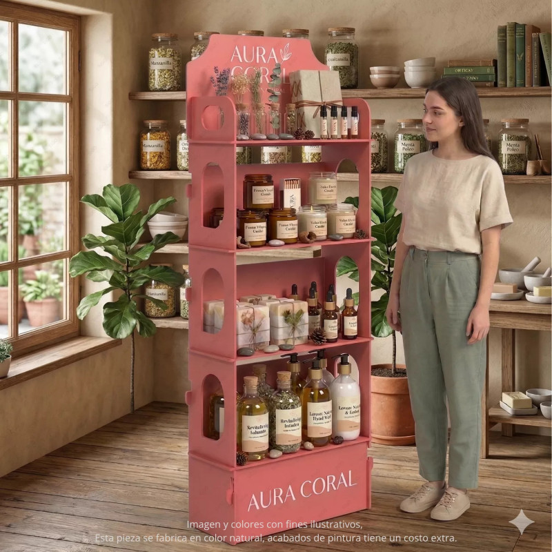 ‣ Exhibidor MDF Torre 4 Niveles con Arcos | SIGO