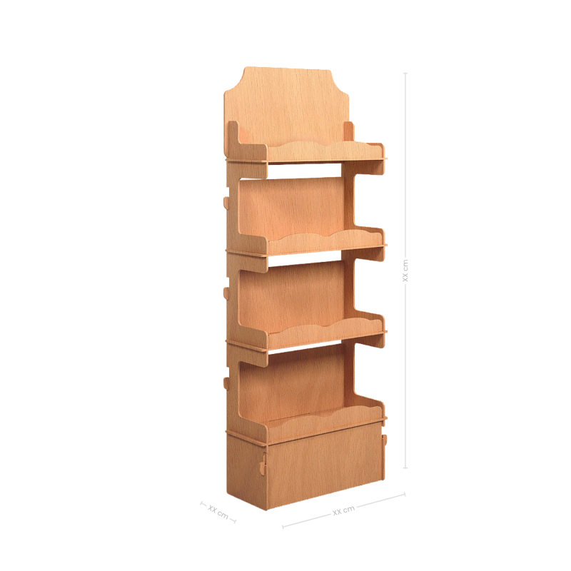 ‣ Exhibidor MDF Torre 4 Niveles para Punto de Venta | SIGO
