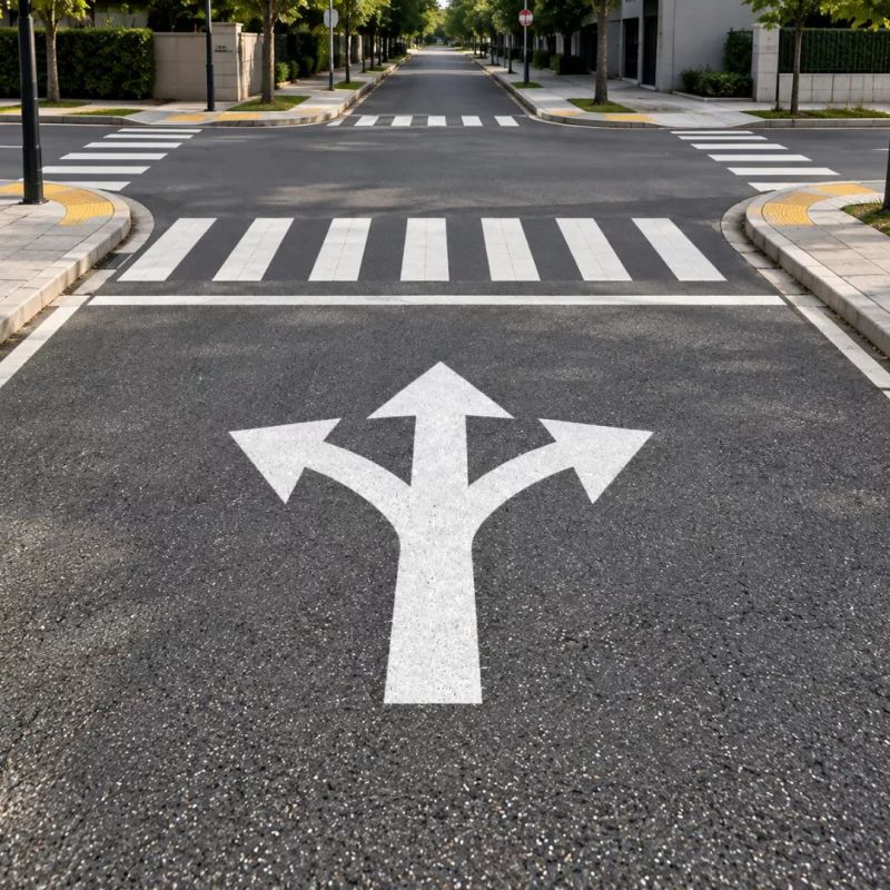 ‣ Pintado de Flecha Triple Dirección Vial | SIGO