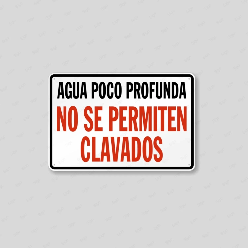 Rótulo Piscina - Agua Poco Profunda No Se Permiten Clavados |Cod. POOL - 4