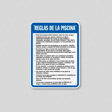 Rótulo Piscina - Reglas de la Piscina |Cod. POOL - 11