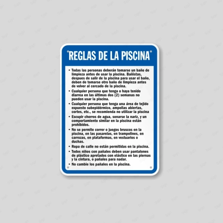Rótulo Piscina - Reglas de la Piscina |Cod. POOL - 13