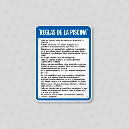 Rótulo Piscina - Reglas de la Piscina |Cod. POOL - 14