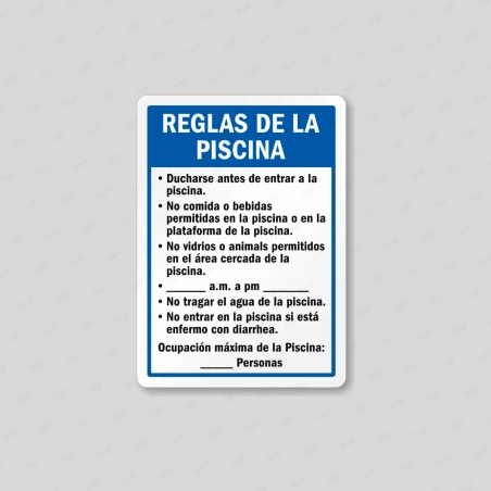 Rótulo Piscina - Reglas de la Piscina |Cod. POOL - 15