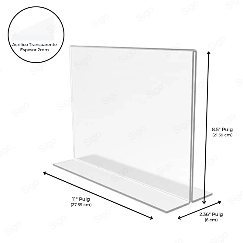 Portahojas Acrilico tipo Standee | Horizontal