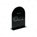 Letrero de Mesa en Forma de Arco con Soporte Acrílico Negro