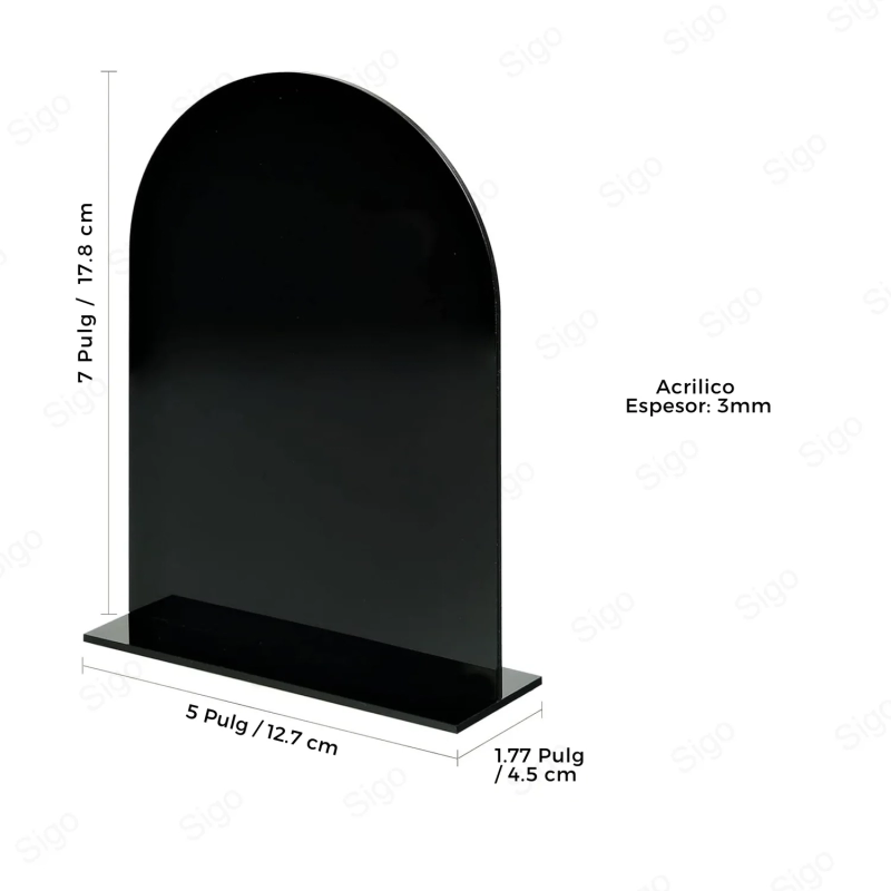 Letrero de Mesa en Forma de Arco con Soporte Acrílico Negro