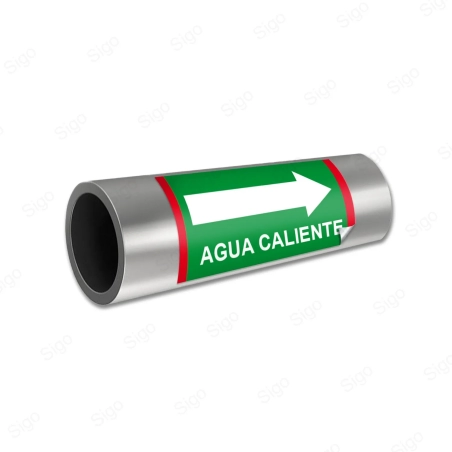 Sticker Identificacion Tuberias - Agua Caliente | Cod. IDT - 2