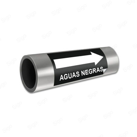 Sticker Identificacion Tuberias - Aguas Negras| Cod. IDT - 13, Identificación de Tuberias